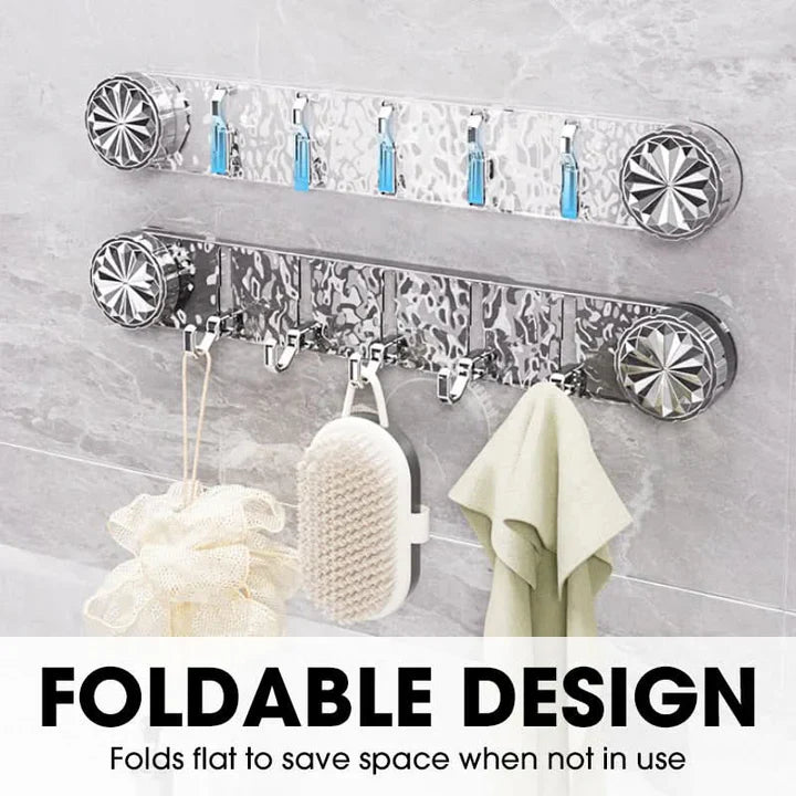 Self-Adhesive Wall Hook Rack with Foldable Hooks – No Drilling