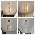 Modern Glass Pendant Light with Copper Finish