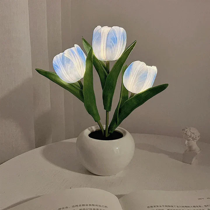 Tulip LED Table Lamp in Ceramic Pot – Warm Decorative Light
