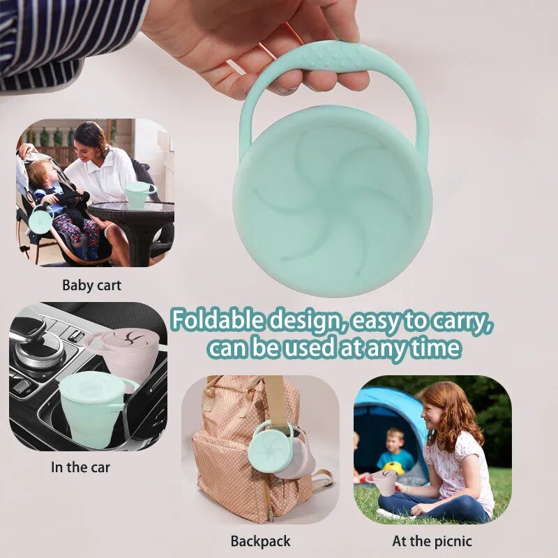 Silicone Snack Cup with Leak-Proof Lid for Kids