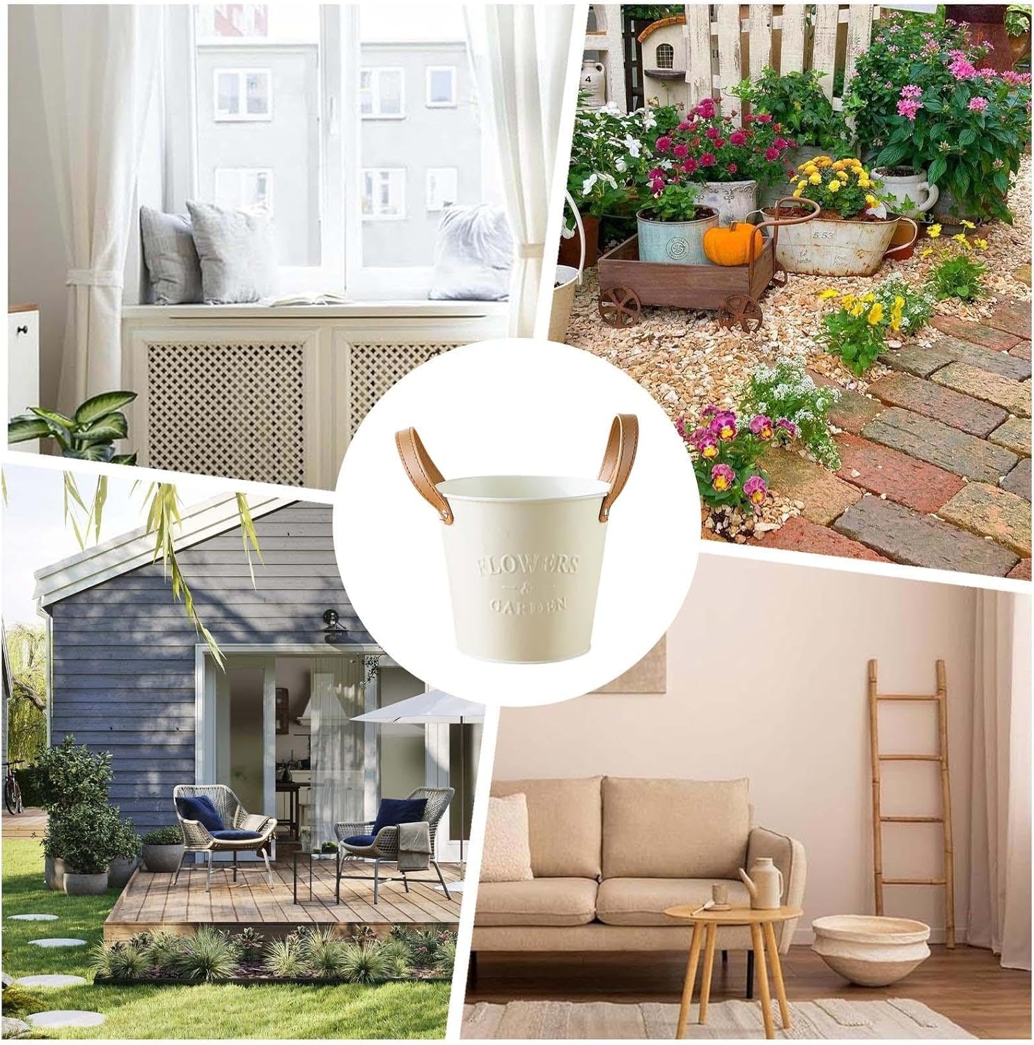 Garden Planters with Leather Handles