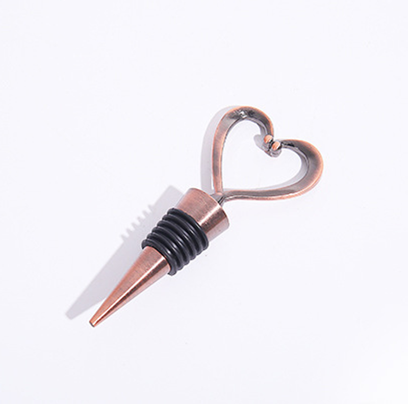 Heart-Shaped Wine Stopper with Rubber Seal Bronze