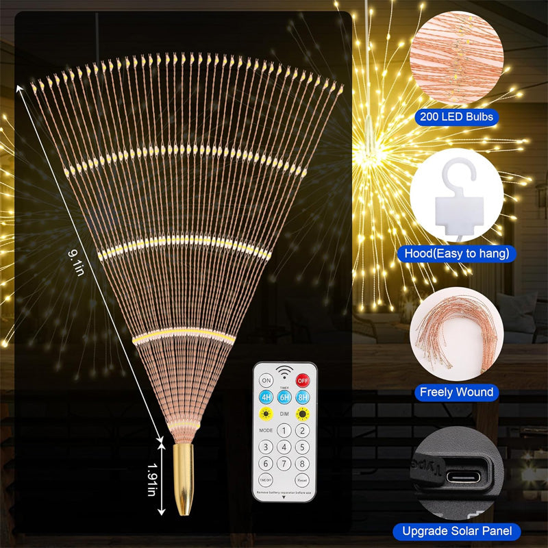 Solar Firework String Lights with LED Starburst Effect