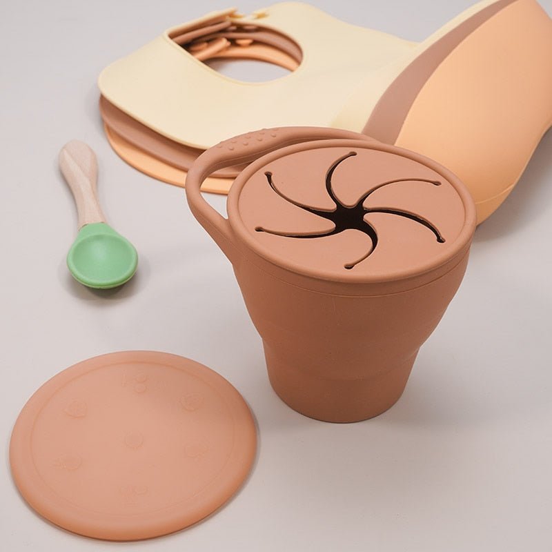 Silicone Snack Cup with Leak-Proof Lid for Kids