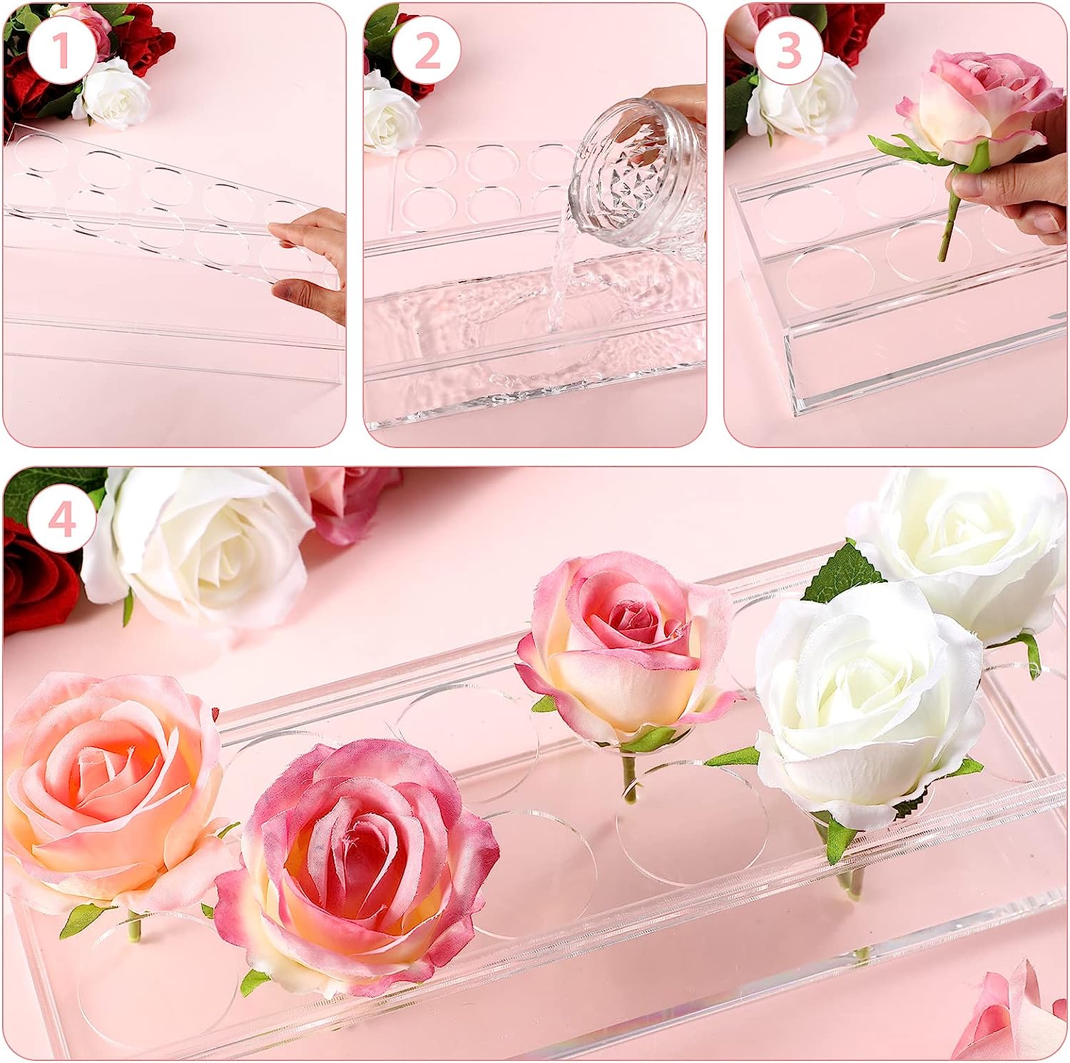 Clear Acrylic Flower Vase with Individual Stem Holes
