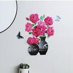 3D Floral Vase Wall Decals with Butterflies