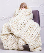 Chunky Knit Throw Blanket – Soft Cotton Weave