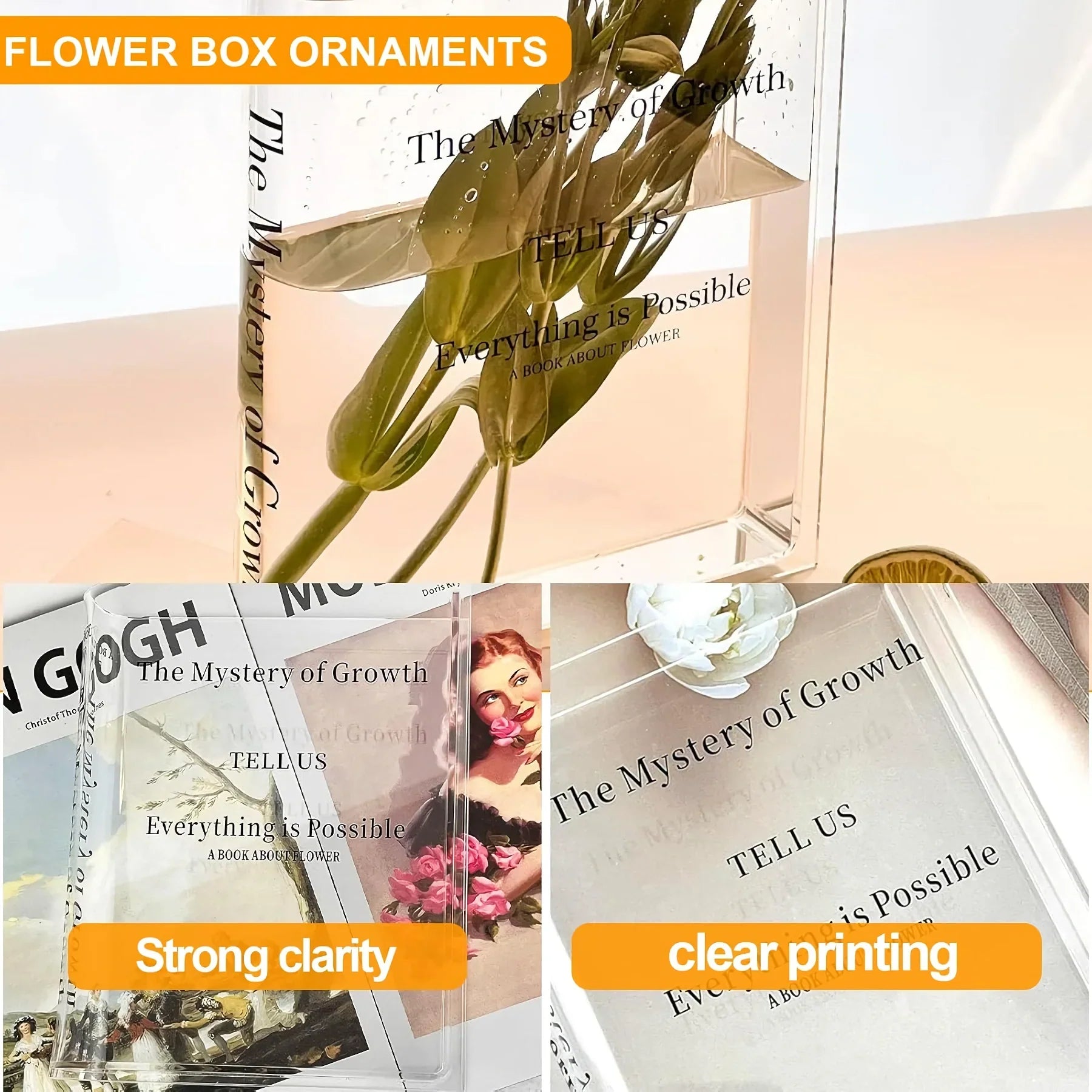 Clear Acrylic Book Vase – Transparent Flower Display