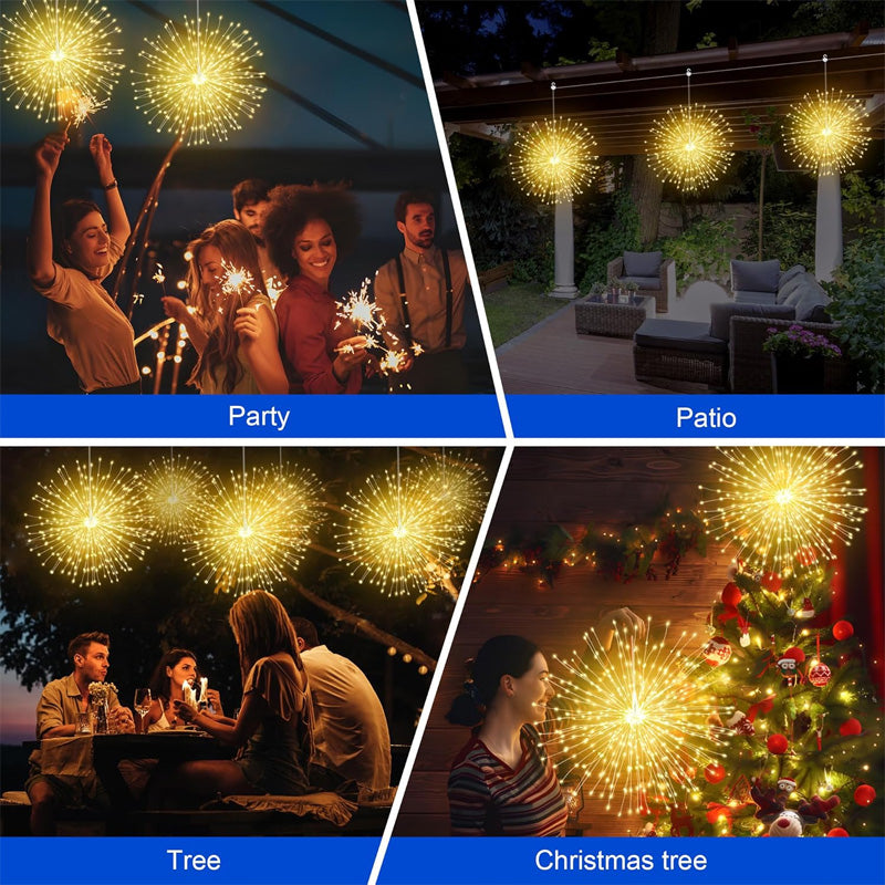 Solar Firework String Lights with LED Starburst Effect