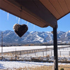 Heart-Shaped Holder for Bird Nesting Material with Hanging Chain