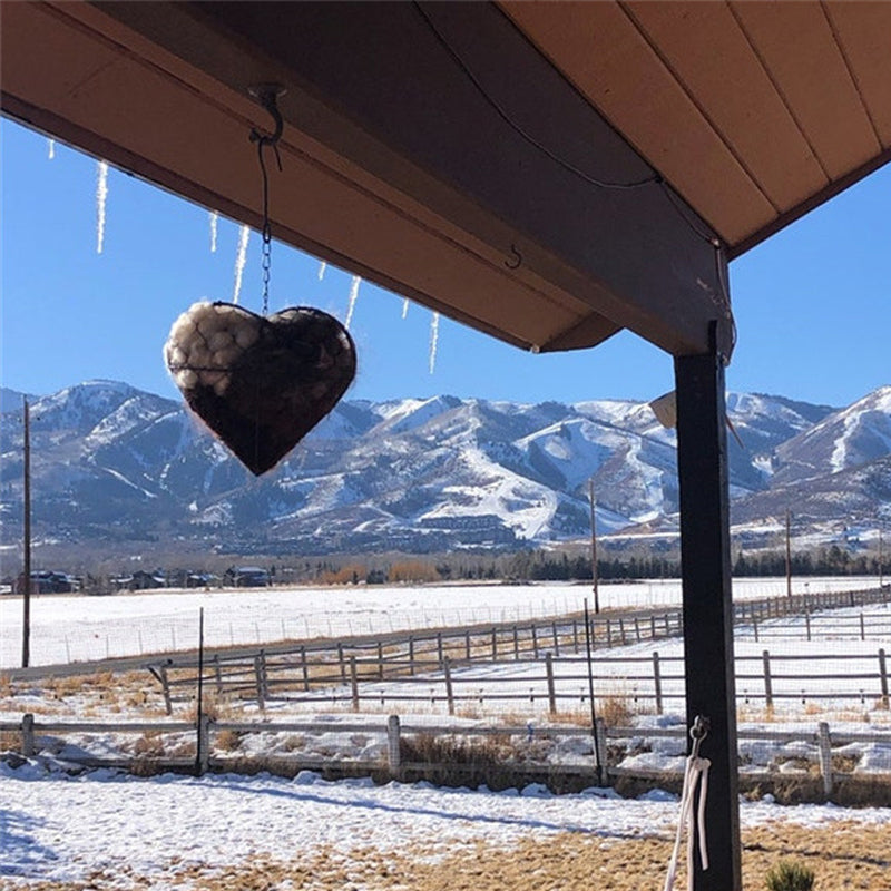 Heart-Shaped Holder for Bird Nesting Material with Hanging Chain