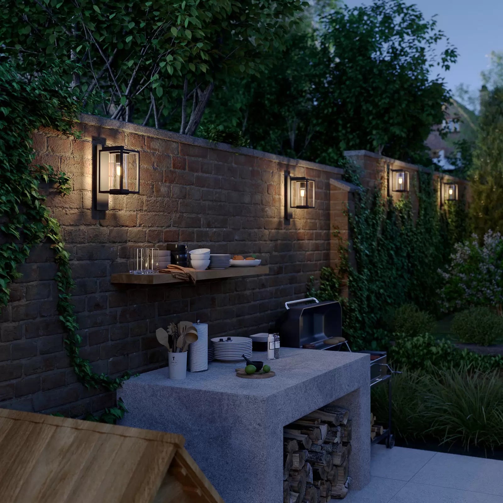 Modern Outdoor Wall Lamp with Glass Diffuser