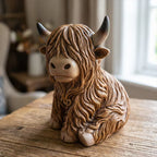 Highland Cow Night Light Made of Resin – Decorative Lamp with Warm Amber Light