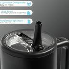 Insulated Travel Mug with Handle and Flip Straw - 40 oz