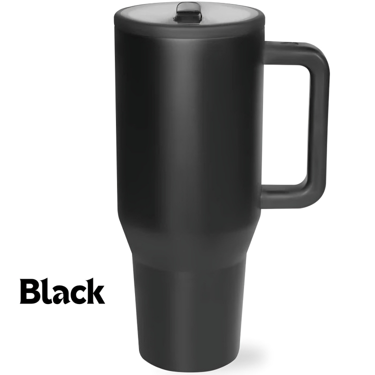 Insulated Travel Mug with Handle and Flip Straw - 40 oz