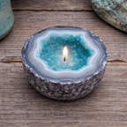 Crystal Agate Candle – Natural Stone Design Blue (silent spirit)