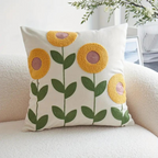 Embroidered Floral Pillow Cover – Nature-Inspired Design Yellow