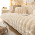 Plush Fleece Sofa Cover with Non-Slip Backing Beige