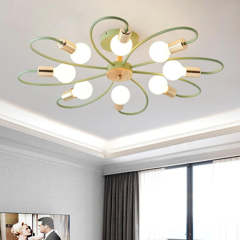 Modern Metal Ceiling Light with Curved Arms