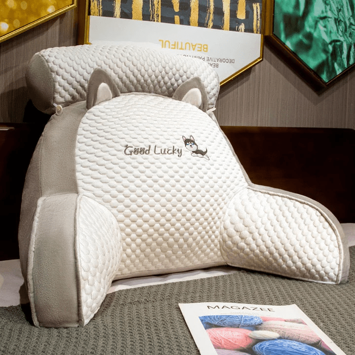 Reading Pillow with Cooling Cover – Ergonomic Backrest Dog