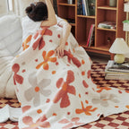 Floral Knit Throw Blanket with Soft Cotton Blend
