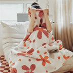 Floral Knit Throw Blanket with Soft Cotton Blend