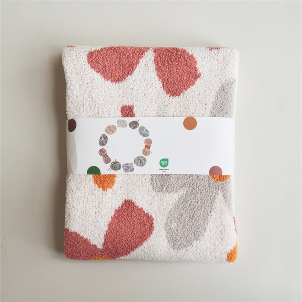 Floral Knit Throw Blanket with Soft Cotton Blend