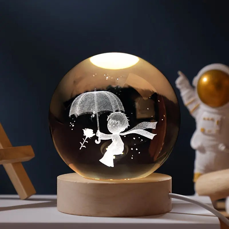3D Crystal Ball Night Light with LED Base Umbrella