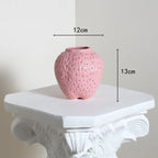 Strawberry Ceramic Vase - Textured Decorative Vessel Pink 2