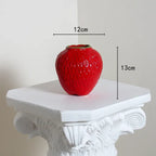 Strawberry Ceramic Vase - Textured Decorative Vessel Red 2