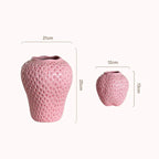 Strawberry Ceramic Vase - Textured Decorative Vessel