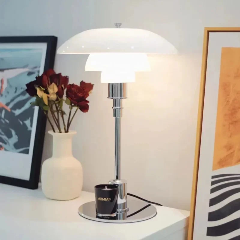 Modern Glass Table Lamp with Adjustable LED Light