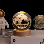 3D Crystal Ball Night Light with LED Base Earth