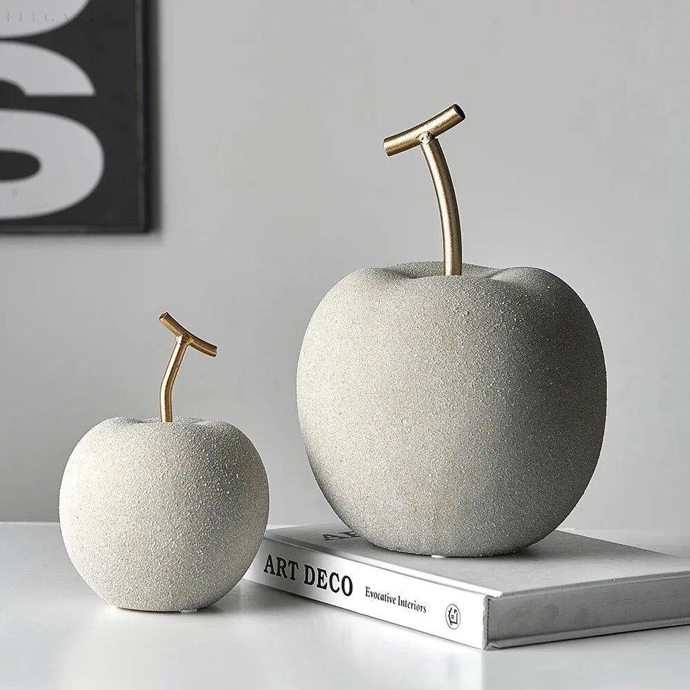 Modern Fruit Sculptures with Brass Stems Apple M