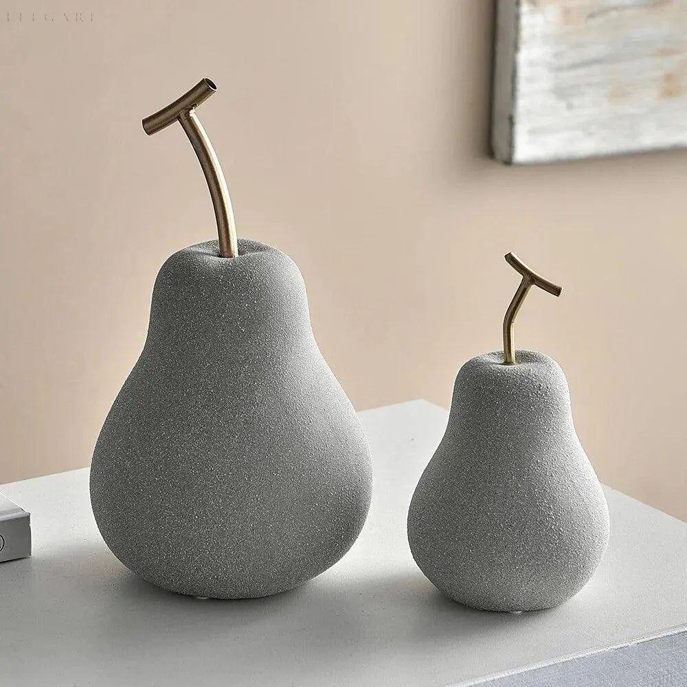 Modern Fruit Sculptures with Brass Stems