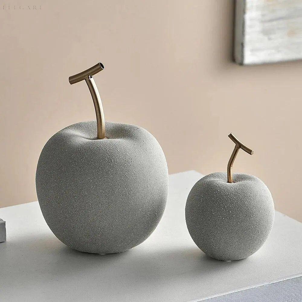 Modern Fruit Sculptures with Brass Stems
