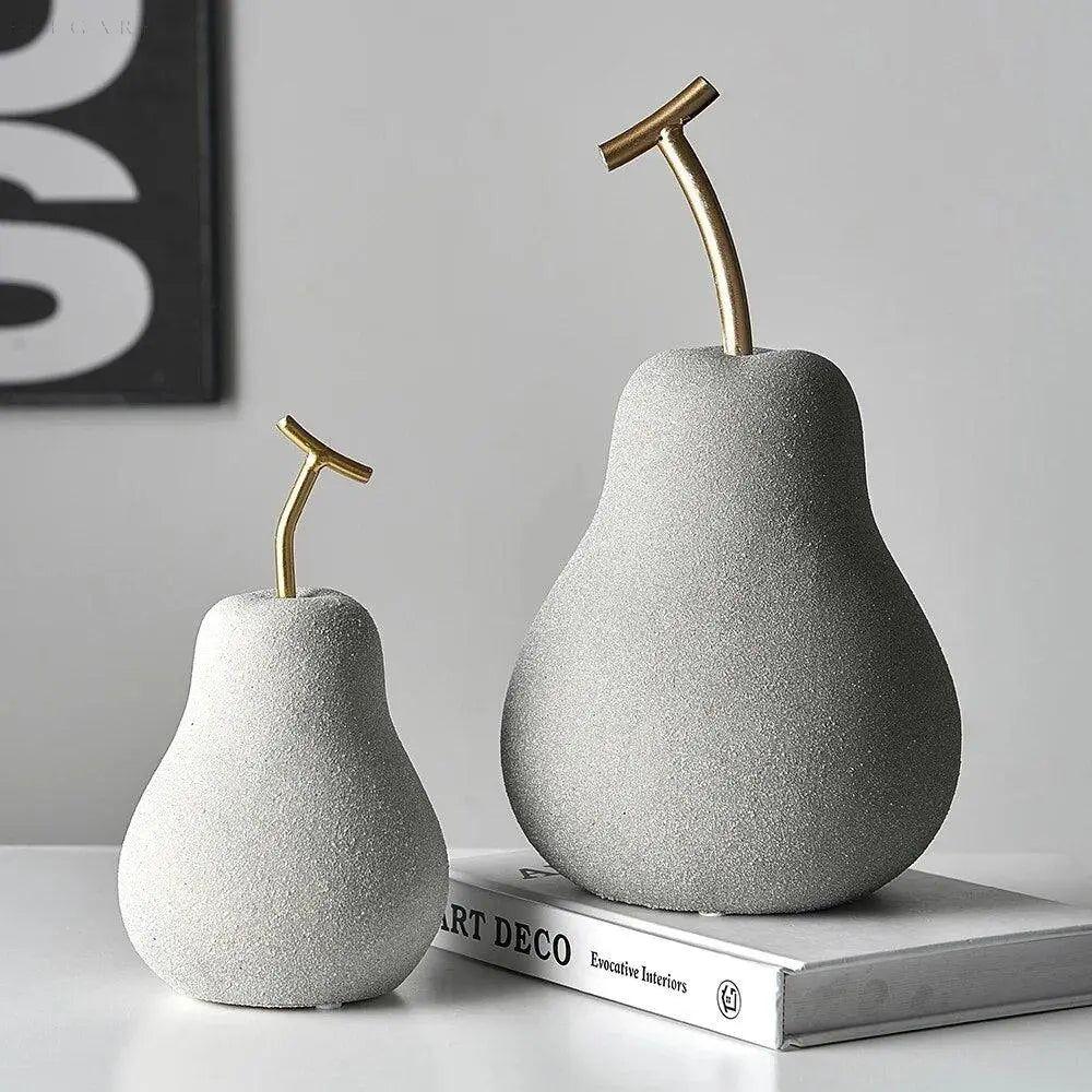 Modern Fruit Sculptures with Brass Stems