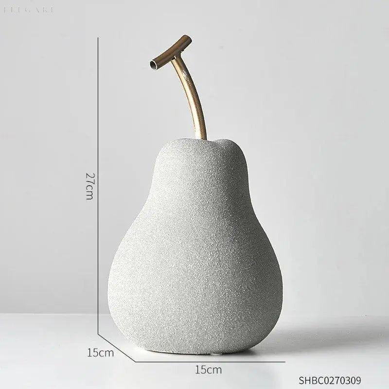 Modern Fruit Sculptures with Brass Stems Pear L