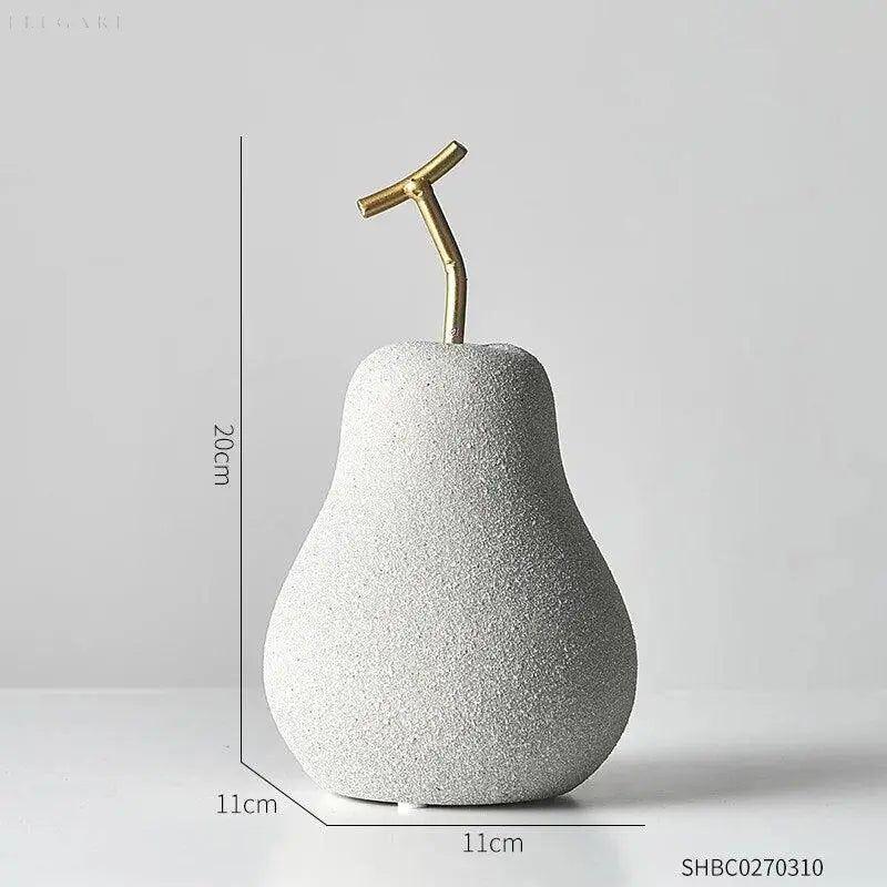 Modern Fruit Sculptures with Brass Stems Pear M