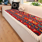 Quilted Sofa Cover with Ethno Pattern – Non-Slip Red