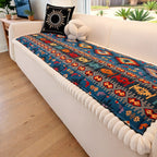 Quilted Sofa Cover with Ethno Pattern – Non-Slip Blue