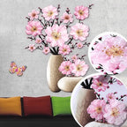 3D Floral Vase Wall Decals with Butterflies