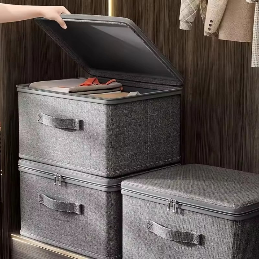 Fabric Storage Box with Handle and Zipper