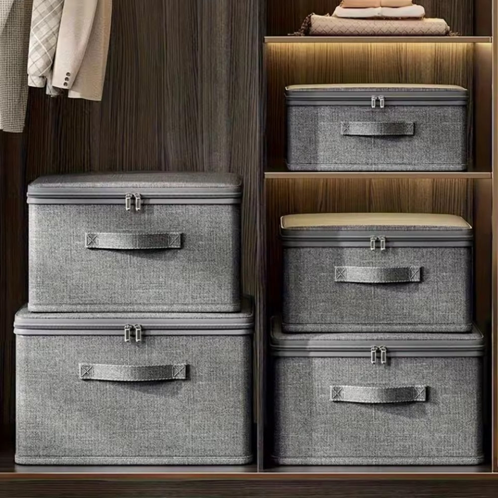 Fabric Storage Box with Handle and Zipper