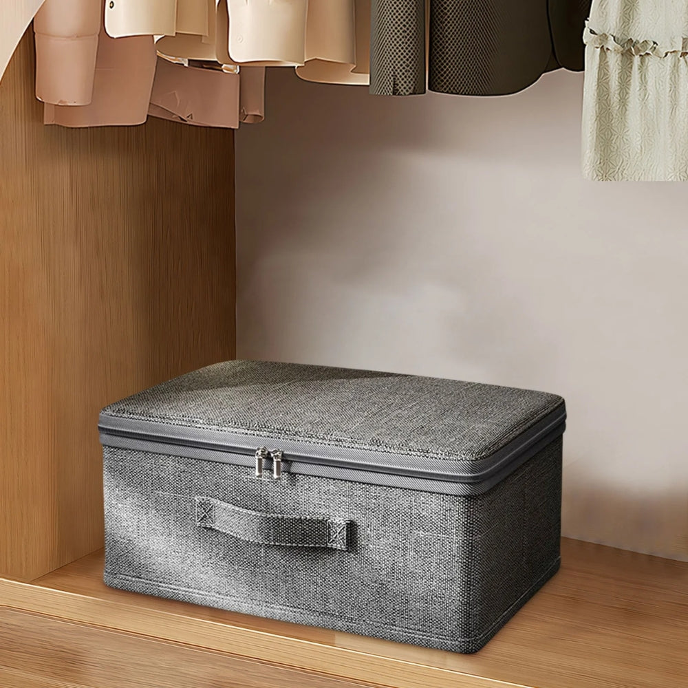 Fabric Storage Box with Handle and Zipper