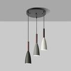 Modern Pendant Light Set with Wood Accents 3 Round Mix