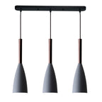 Modern Pendant Light Set with Wood Accents 3 Rectangular Gray
