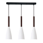 Modern Pendant Light Set with Wood Accents 3 Rectangular White