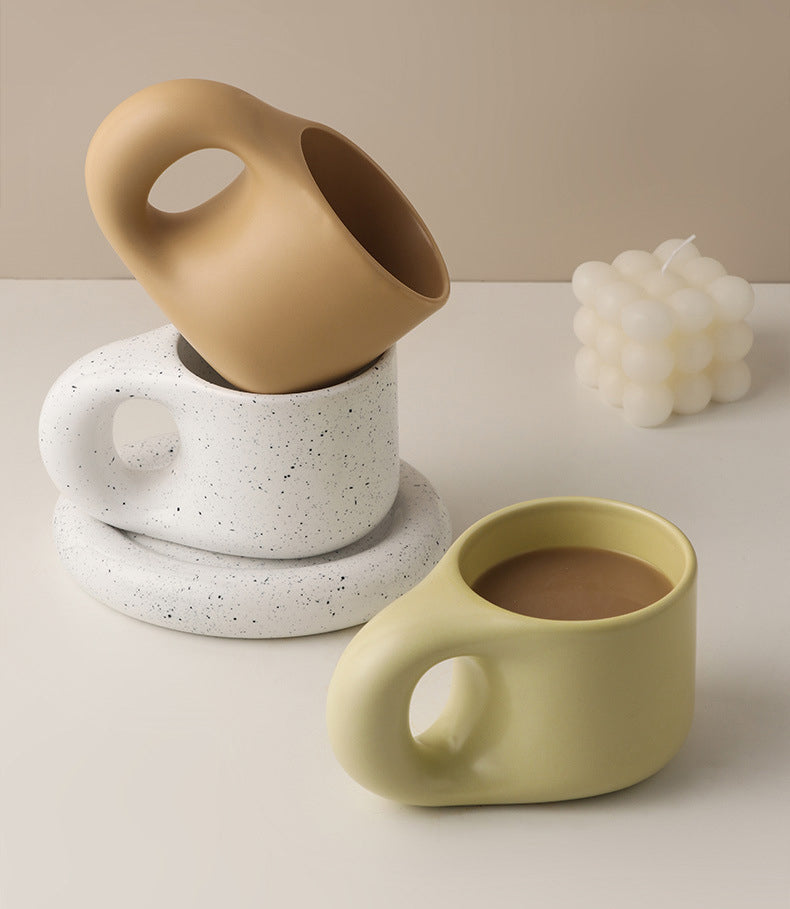 Ceramic Mug & Saucer Set with Minimalist Design