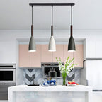 Modern Pendant Light Set with Wood Accents